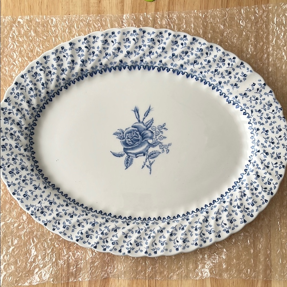 Rose Bouquet by Johnson Bros. Blue Floral Serveware Oval Plate for Dining